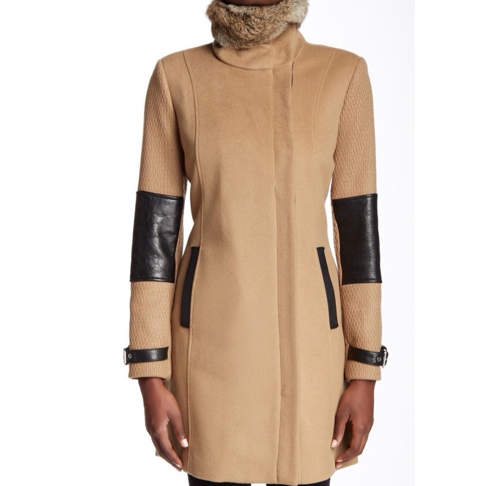 Andrew Marc Cashmere Blend Coat W/Fur Collar